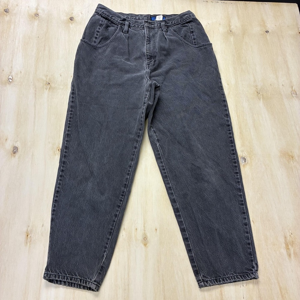 Vintage Sasson Jeans Womens 18W Charcoal Gray Wash High Rise Mom Tapered Denim